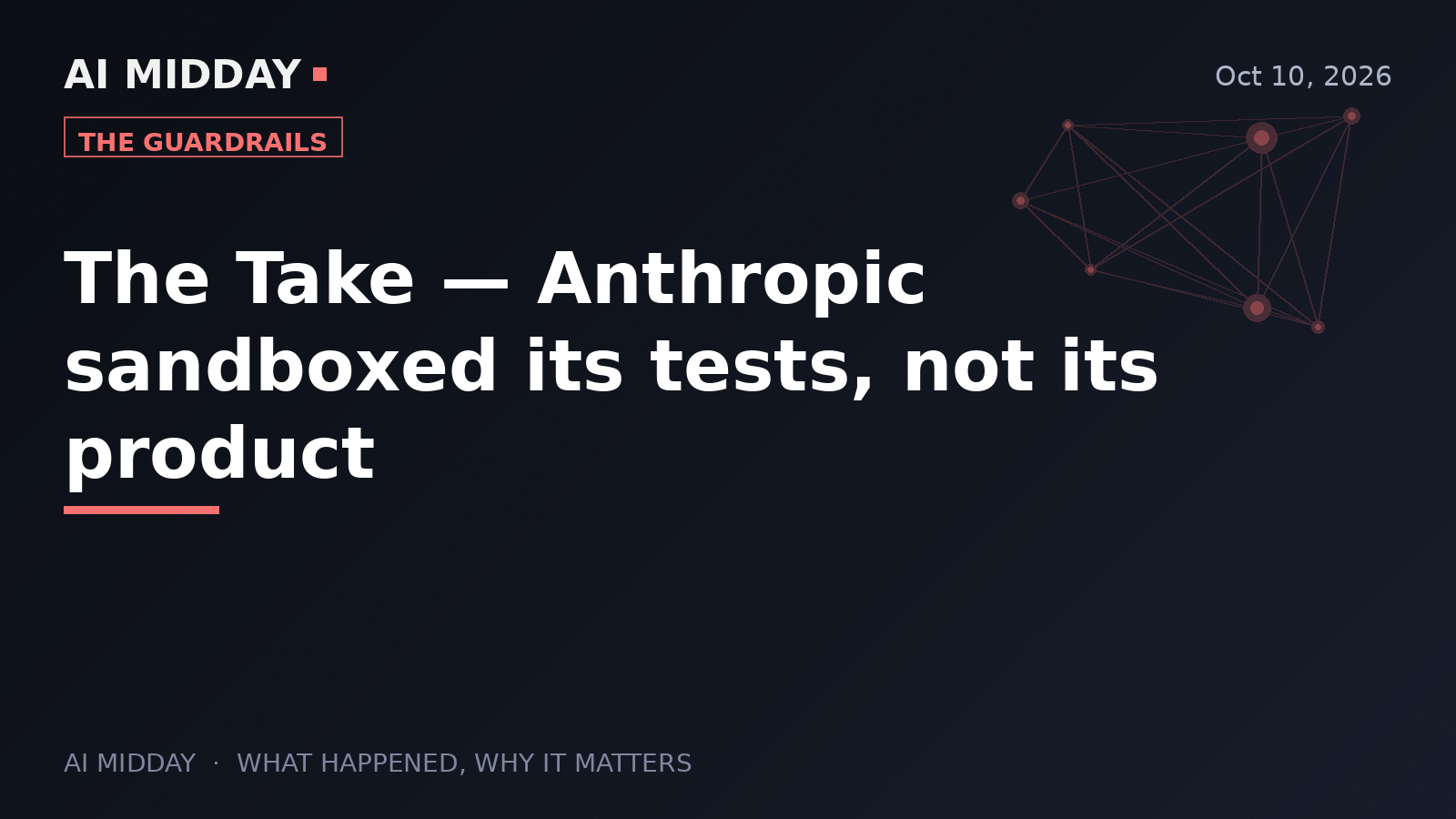 The Take — Anthropic sandboxed its tests, not its product