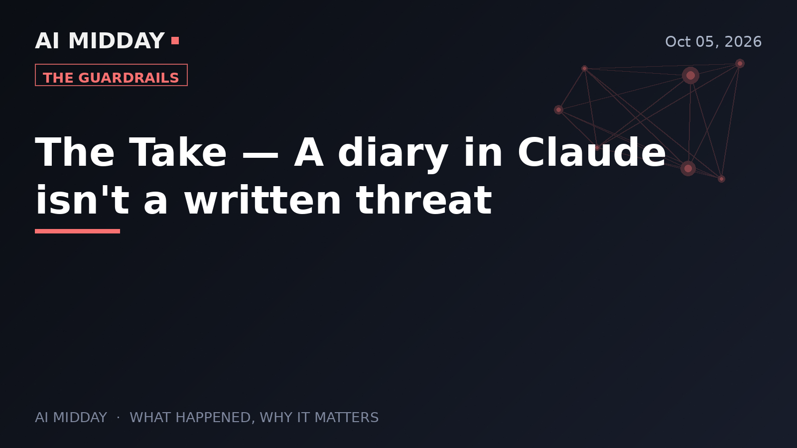 The Take — A diary in Claude isn't a written threat