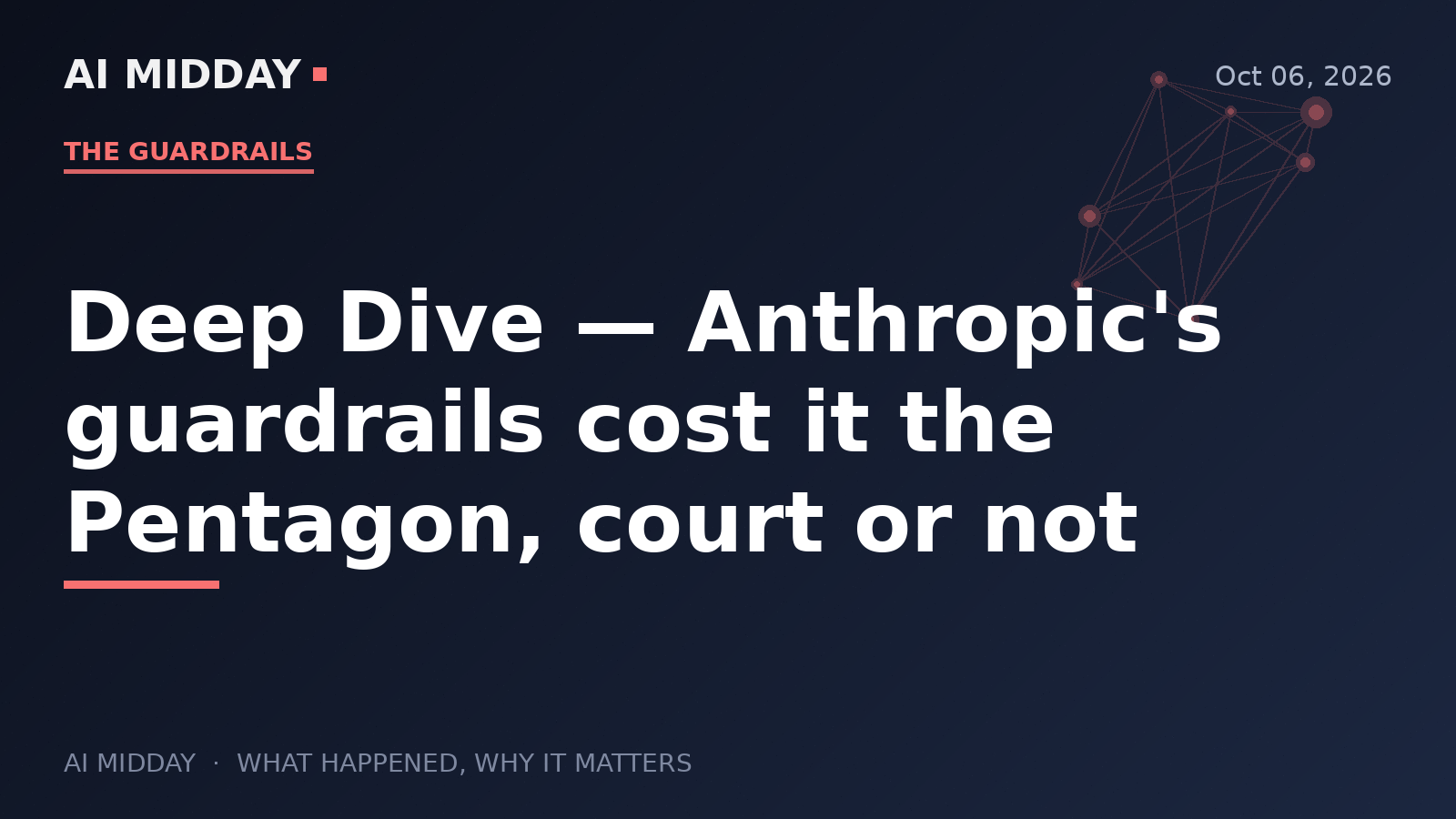 Deep Dive — Anthropic's guardrails cost it the Pentagon, court or not